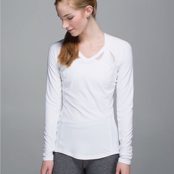 lululemon athletica Tops - Lululemon Pace Pusher Long Sleeve Rulu Top White Women’s 8